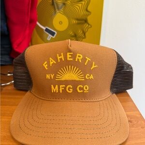 Faherty Tan and Yellow Trucker Hat